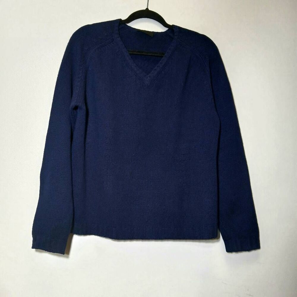 Prada womens 42eu  size medium usa 100% cashmere sweater navy blue